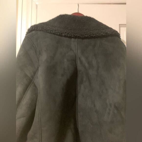 Banana Republic NWOT Black Faux Suede Moto Jacket Sherpa Lined XL - Picture 8 of 10